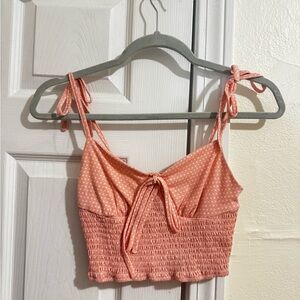 Polka Dot Smocked Peach Top